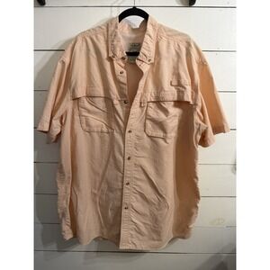 LL Bean Shirt Mens XXL Tall Vented Orange Peach Short Sleeve‎ Fishing Outdoor